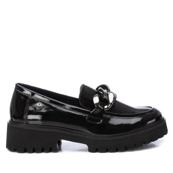 NEW XTI women's patent leather moccasins in black - Picture 1 of 1